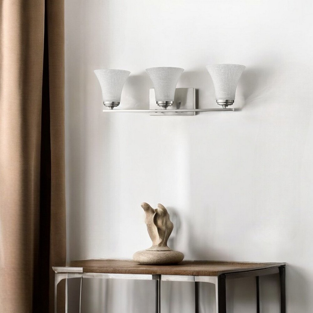 8" Silver And White Metal and Glass Vanity Flush Mounted Sconce