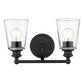 Two Light Matte Black Glass Shade Wall Sconce