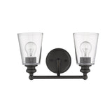 8" Black And Clear Metal Vanity Flush Mounted Sconce