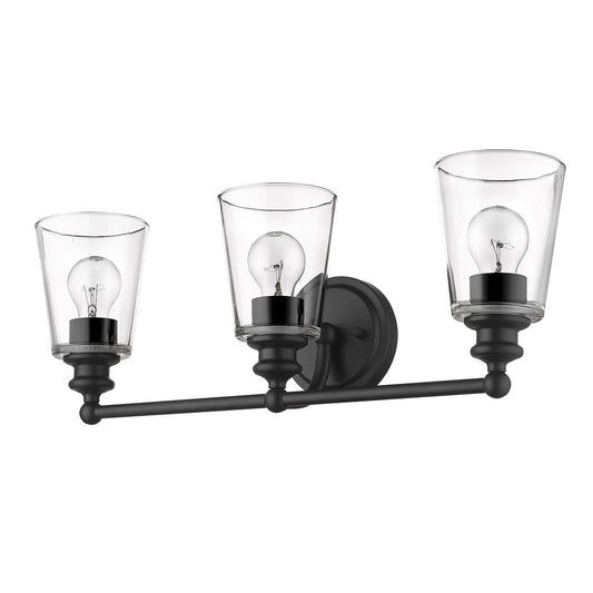 8" Black And Clear Metal Vanity Flush Mounted Sconce