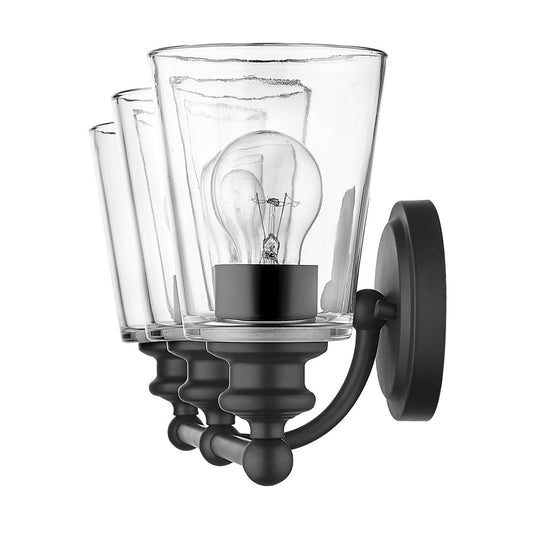 8" Black And Clear Metal Vanity Flush Mounted Sconce