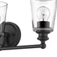 8" Black And Clear Metal Vanity Flush Mounted Sconce