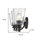 8" Clear And Antiqued Bronze Metal Vanity Flush Mounted Sconce