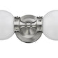 Two Light Silver Wall Sconce with Round Frosted Glass Shade