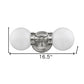 Two Light Silver Wall Sconce with Round Frosted Glass Shade