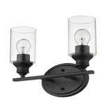 10" Black And Clear Metal and Glass Vanity Flush Mounted Sconce