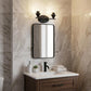 10" Black And Clear Metal and Glass Vanity Flush Mounted Sconce