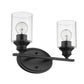 10" Black And Clear Metal and Glass Vanity Flush Mounted Sconce