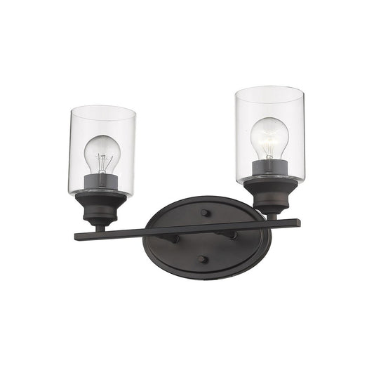 10" Black And Clear Metal and Glass Vanity Flush Mounted Sconce