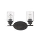 10" Black And Clear Metal and Glass Vanity Flush Mounted Sconce