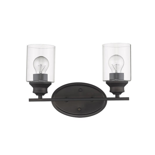 10" Black And Clear Metal and Glass Vanity Flush Mounted Sconce