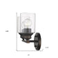 10" Black And Clear Metal and Glass Vanity Flush Mounted Sconce