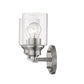 10" Silver And Clear Metal and Glass Vanity Flush Mounted Sconce