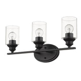 10" Black And Clear Metal and Glass Vanity Flush Mounted Sconce