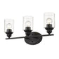 10" Black And Clear Metal and Glass Vanity Flush Mounted Sconce