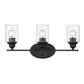 10" Black And Clear Metal and Glass Vanity Flush Mounted Sconce