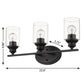 10" Black And Clear Metal and Glass Vanity Flush Mounted Sconce