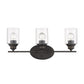 Three Light Bronze Wall Light with Clear Glass Shade