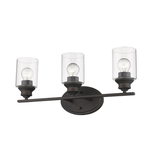 10" Clear And Bronze Metal and Glass Vanity Flush Mounted Sconce