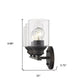 10" Clear And Bronze Metal and Glass Vanity Flush Mounted Sconce