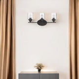 Three Light Bronze Wall Light with Clear Glass Shade