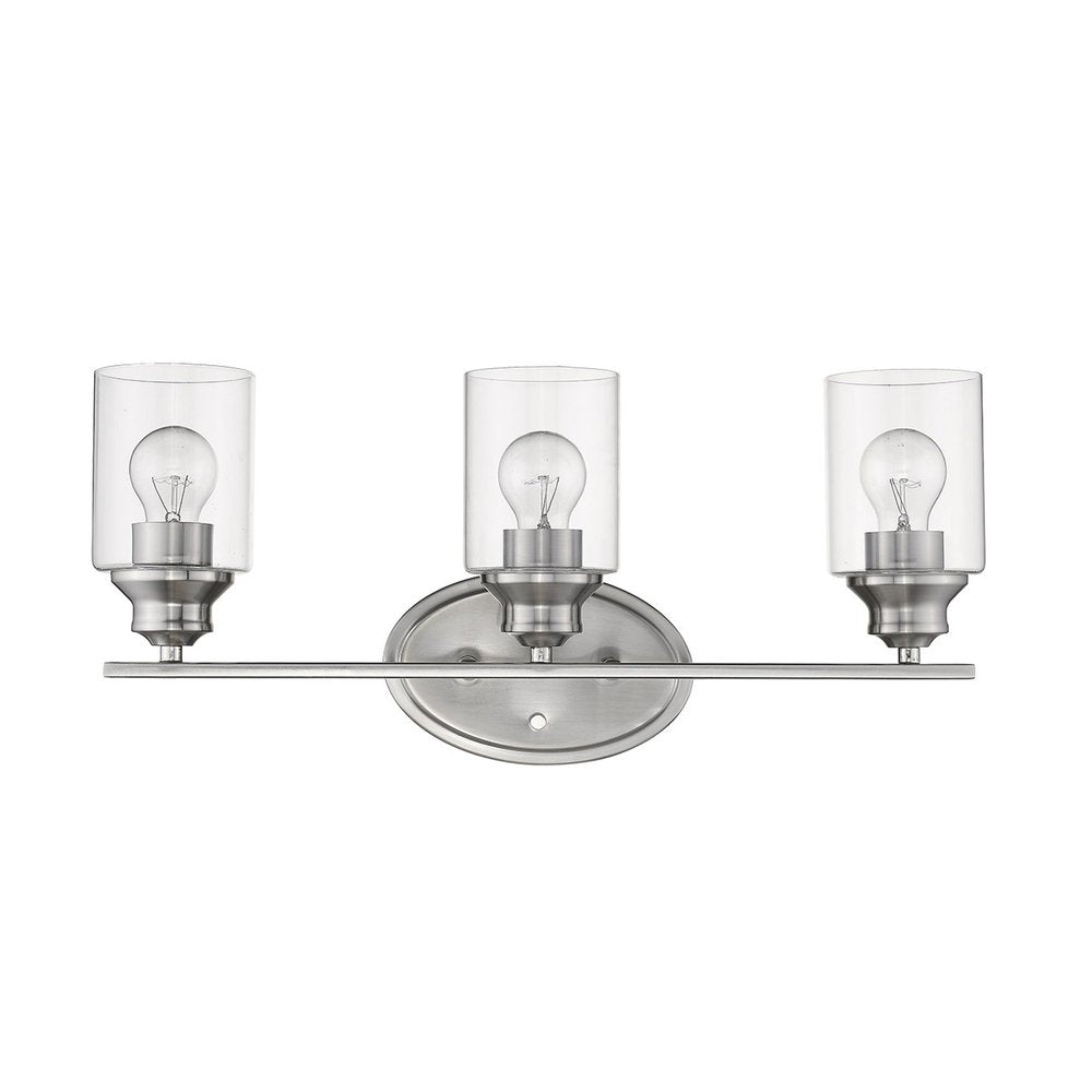 Three Light Silver Wall Light with Clear Glass Shade