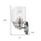 Three Light Silver Wall Light with Clear Glass Shade