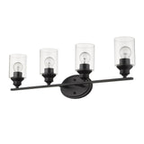 10" Black And Clear Metal Vanity Flush Mounted Sconce