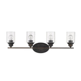 10" Black And Clear Metal and Glass Vanity Flush Mounted Sconce