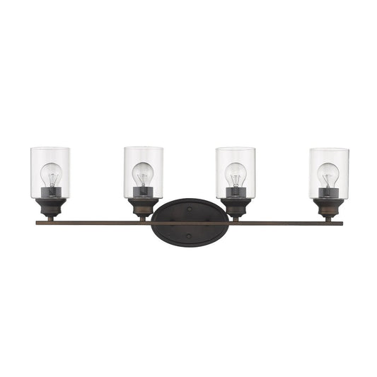 10" Black And Clear Metal and Glass Vanity Flush Mounted Sconce