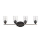 10" Black And Clear Metal and Glass Vanity Flush Mounted Sconce