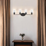 Four Light Bronze Wall Light with Clear Glass Shade