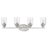 Four Light Silver Wall Light with Clear Glass Shade
