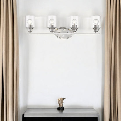 Four Light Silver Wall Light with Clear Glass Shade