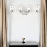 Four Light Silver Wall Light with Clear Glass Shade