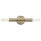 Two Light Dull Gold Narrow Bulb Wall Light