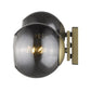 9" Smoky Black And Brass Metal Vanity Flush Mounted Sconce
