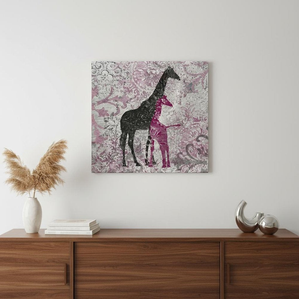 Exotic Pink Giraffes Unframed Print Wall Art