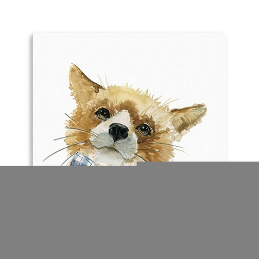20" x 20" Watercolor Cutie Bow Tie Fox Canvas Wall Art