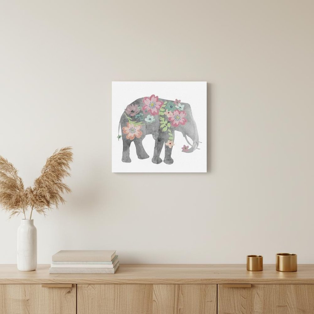 Floral Elephant Unframed Print Wall Art