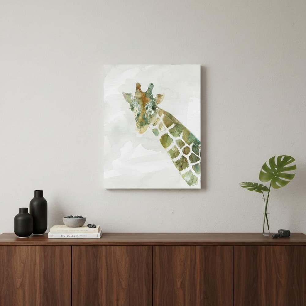 24" x 18" Abstract Marble Watercolor Giraffe Canvas Wall Art