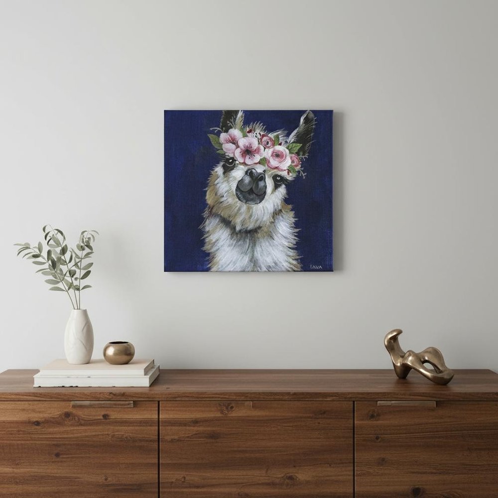 Watercolor Flower Llama Unframed Print Wall Art