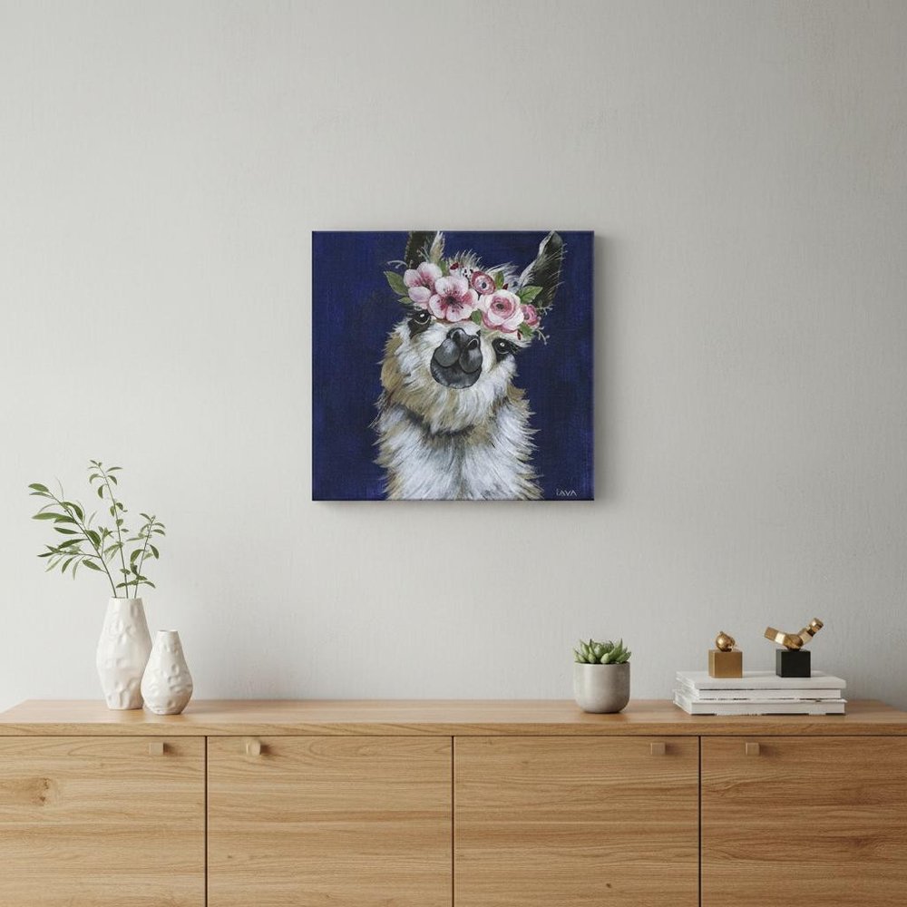 Watercolor Flower Llama Unframed Print Wall Art