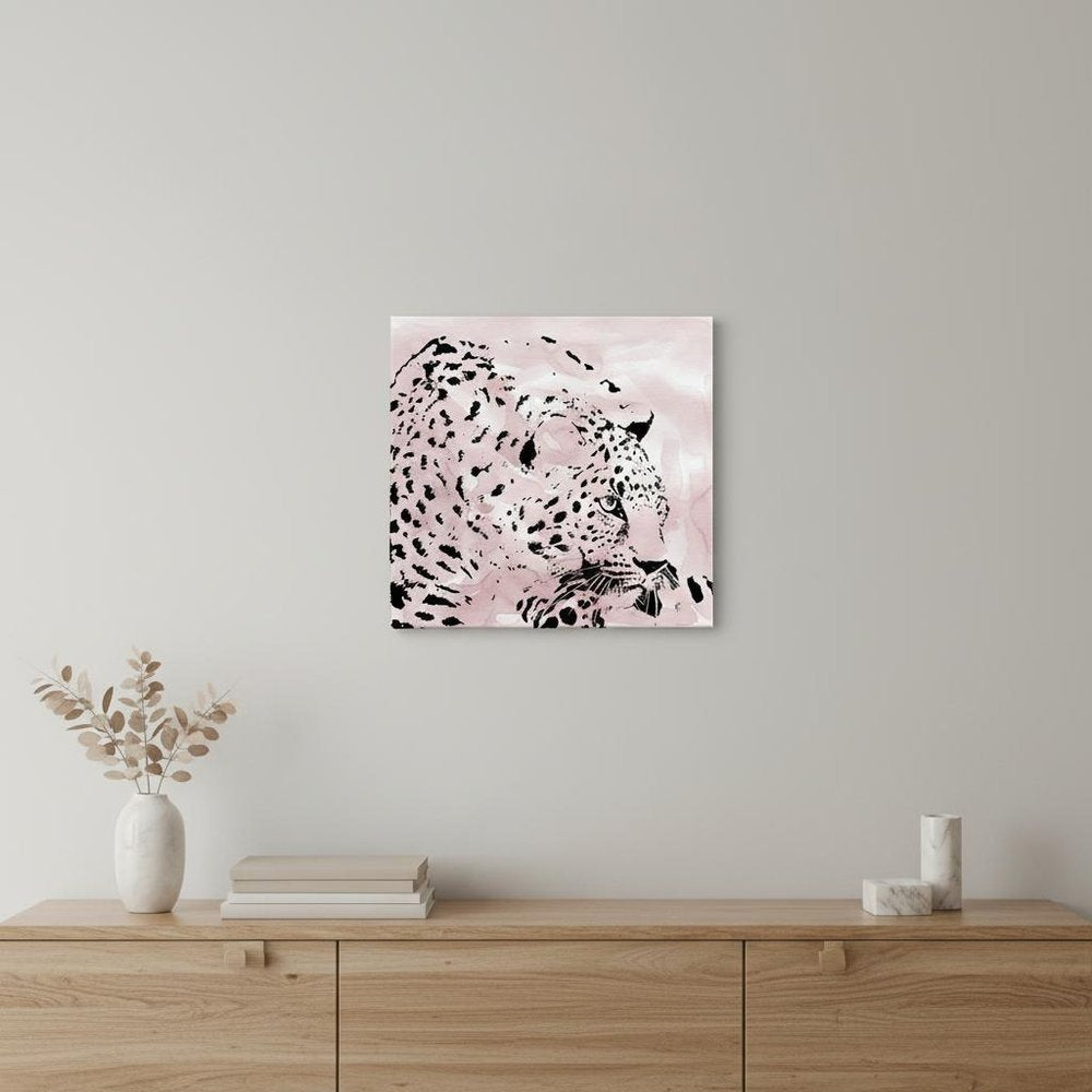 Pink Laying Leopard Unframed Print Wall Art