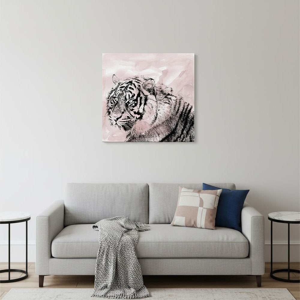 Pink Crouching Tiger Unframed Print Wall Art