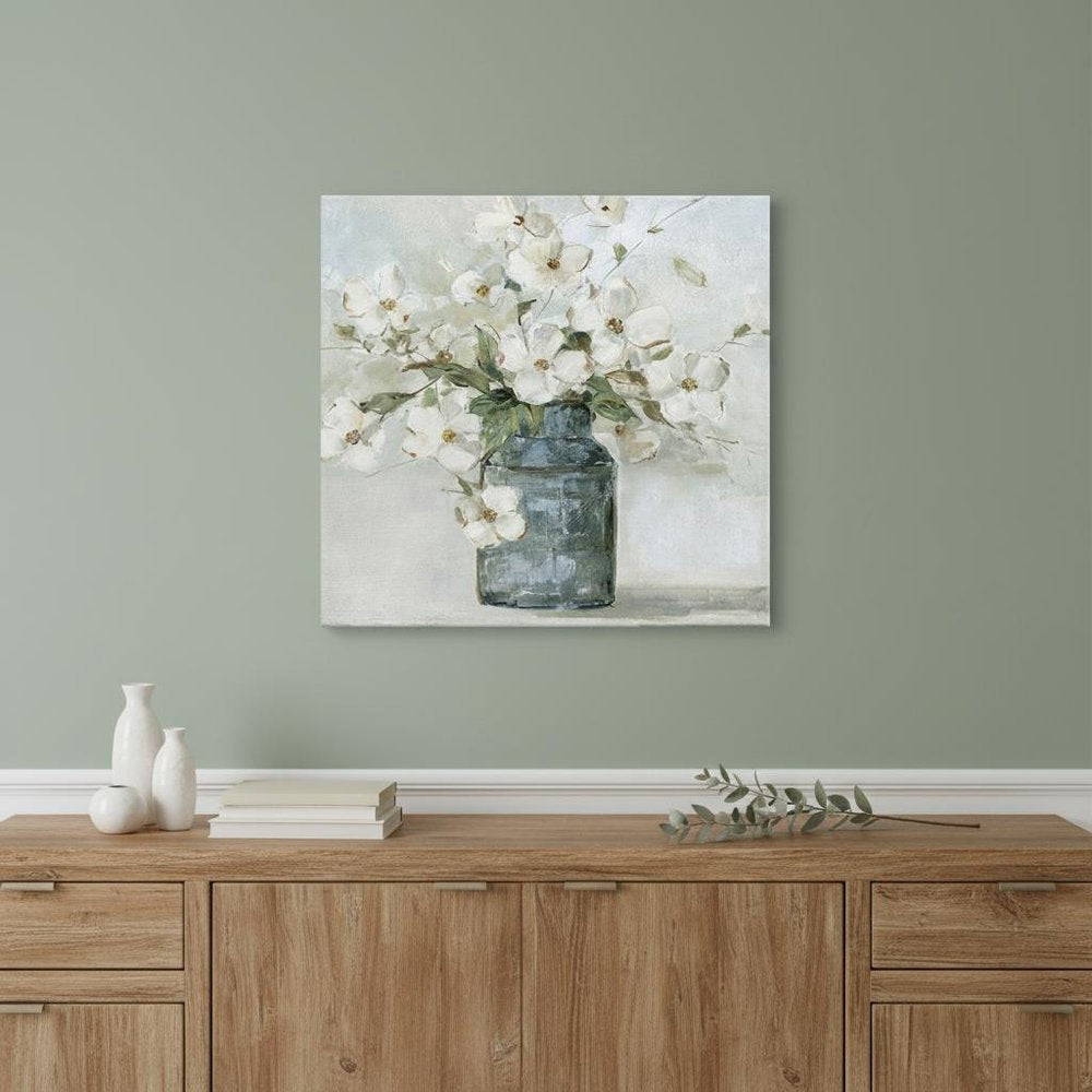 20" x 20" Watercolor Soft Pastel Dogwood Bouquet Canvas Wall Art