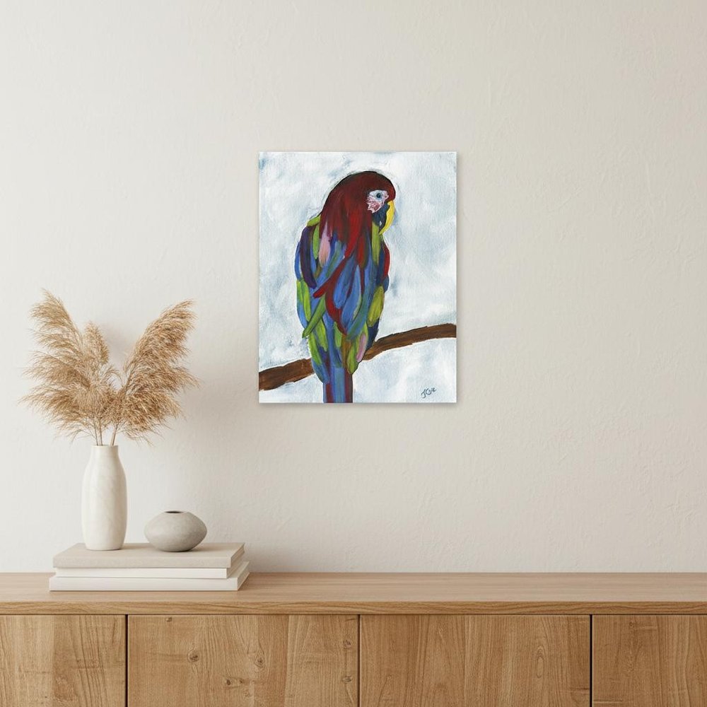 Small Bright and Tropical Parrot Canvas Wall Art