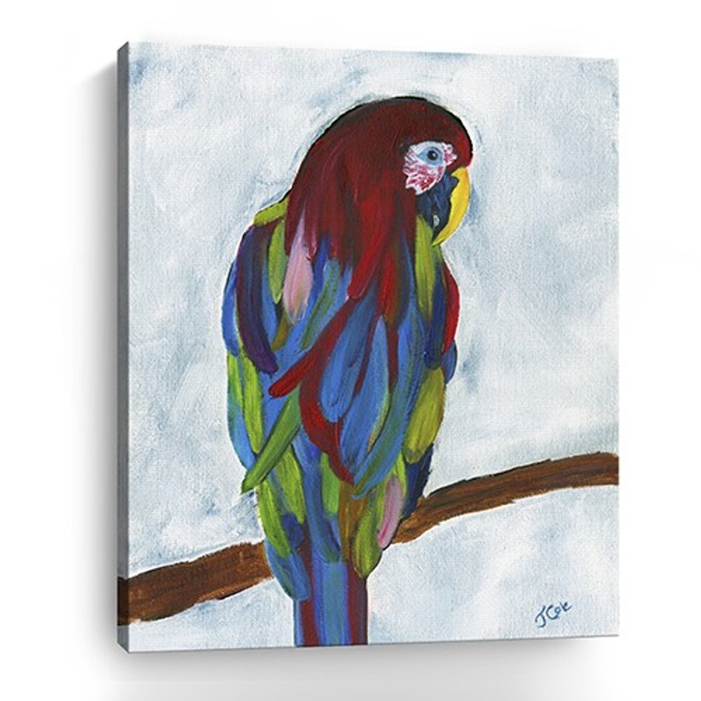 Small Bright and Tropical Parrot Canvas Wall Art