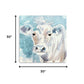 20" x 20" Blue Pastel Watercolor Cow Unframed Canvas Wall Art