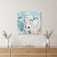 20" x 20" Blue Pastel Watercolor Cow Unframed Canvas Wall Art